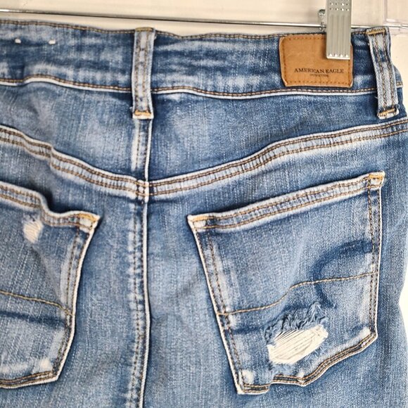 American Eagle Next Level Stretch Distressed Denim Skirt Y2K - Picture 4 of 8